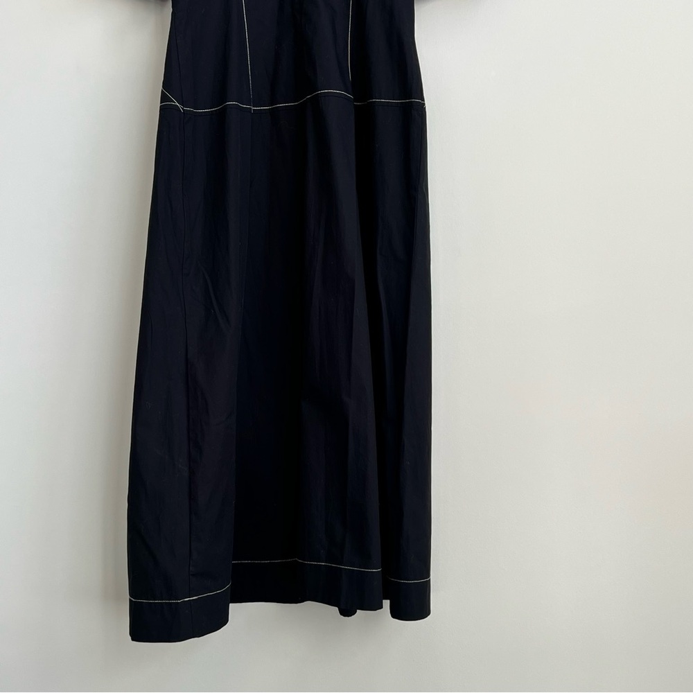 Madewell Puff-Sleeve Drop-Waist Midi Dress Black Minimalist NQ890 8 Cottagecore - Picture 12 of 12